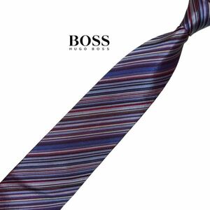 * multicolor * HUGO BOSS necktie reji men taru pattern stripe USED Hugo Boss USED men's clothing accessories used t703