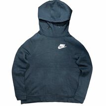 ★ハイネック★ NIKE ナイキ プルオーバーパーカー sizeL ブラック ラグランスリーブ プリントロゴ クリーニング プレス済み USED 1135_画像1