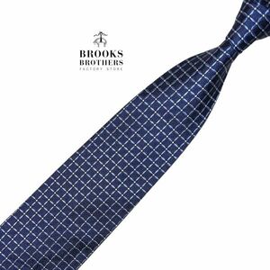 ★超美品★ Brooks Brothers 高級ネクタイ 格子柄 ブルー系 ブルックスブラザーズ USA製 USED t724