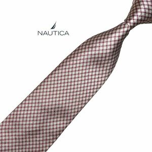 NAUTICA 高級ネクタイ チェック柄 クリーム色系 USED ノーティカ メンズ服飾小物 中古 ネコポス可 t713