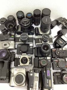 【1円スタート】Nikon Canon ミノルタ PENTAX レンズx10 Sony/パナソニックビデオカメラx2　望遠鏡x1　チェキx1　カメラ大量　