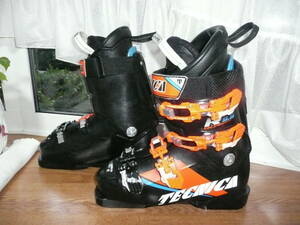TECNICA テクニカ R9.5 良品メンズ25.0cm スキーブーツ 暖かスキー靴 FLEX90 ソール長295mm 黒/橙 中-上級者 フリーライド 