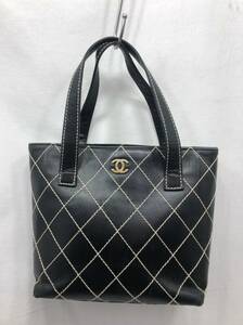 CHANEL ワイルドステッチ ハンドバッグ トートバッグ レザー ブラック SS-105465