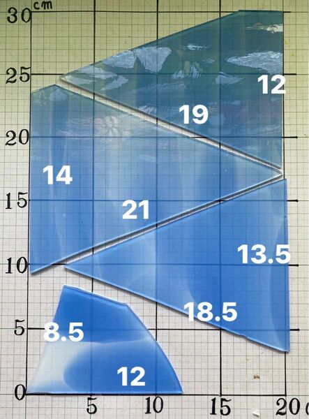 ステンドグラス　ブルー系端材ガラス4片M