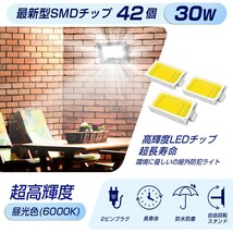 【即納】 1台 LED投光器 30W 300W相当 昼光色 6000K 薄型 防犯ライト 作業灯 IP66 防水 コンセント式 広角ライト 屋外 照明 送料無料 ZW-03_画像3