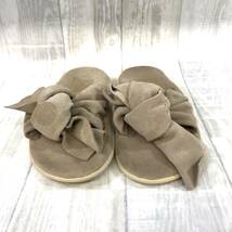 NZH788●ISLAND SLIPPER × LEPIDOS スエード リボン サンダル●4●ベージュ～ブラウン系 アイスランドスリッパ_画像2