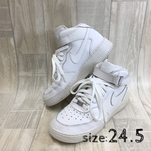 NZ2175●NIKE : AIR FORCE 1 MID (GS) 314195-113●24.5●ホワイト/ホワイト ナイキ エアフォース1 ミッド