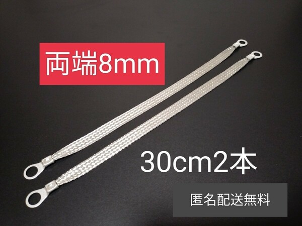 マフラーアース 端子サイズ両方8mm 30cm2本 アーシング マフラー