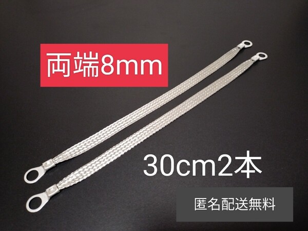 マフラーアース 端子サイズ両方8mm 30cm2本 アーシング マフラー