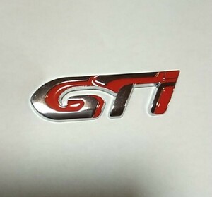GTI　ワーゲン　エンブレム　金属製　両面テープつき シルバー レッド