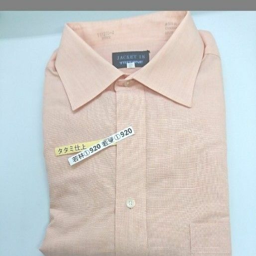 値下げ最終価格。淡いピンクのカッターシャツ、長袖、薄い(夏物)L形態安定