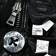 美品 バーバリーブラックレーベル ノバチェック ラビットファー 中綿 ラムレザー ライダースジャケット LL ブルゾン BURBERRY BLACK LABEL_画像10