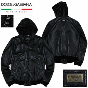 Чрезвычайно красивые товары Izumi 380 000 Dolce &amp; Gabbana Logo Plate Lamba Parker Food Blouson 48 Sheep Leather Jacket Dolce &amp; Gabbana