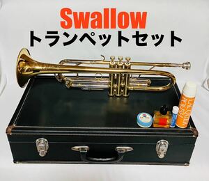 ビンテージ品　SWALLOW　トランペット　管楽器　ゴールド　彫刻あり　清掃済み