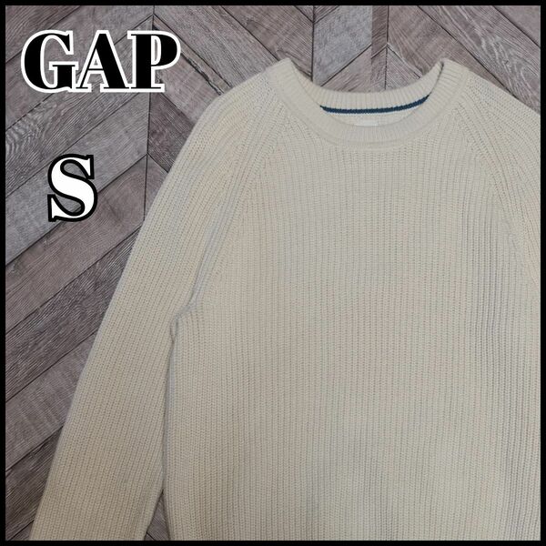 GAP クルーネック ニット セーター　リブ編み　コットンニット　S　大きめ