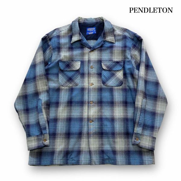 【PENDLETON】BOARD SHIRTS BLUE MIX OMBRE ペンドルトン オンブレチェック オープンカラーボードシャツ 長袖シャツ ウォッシャブルウール