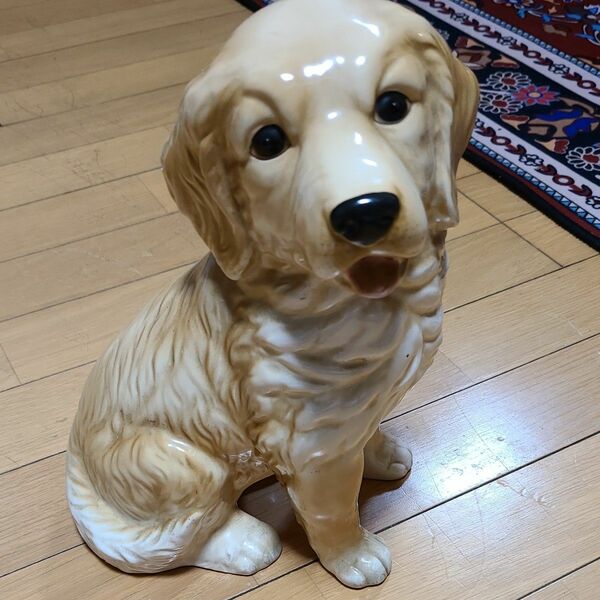 加藤工芸ハンドペインティック 犬 置物 陶器