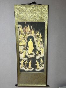 Art Auction 【阿弥陀二十五菩萨降临】镰仓时代挂轴丝质临摹佛教艺术, 绘画, 日本画, 人, 菩萨