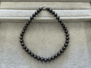 1円スタート　ブラックパール　ネックレス　約9mm～10mm　SV シルバー　本真珠　黒真珠　