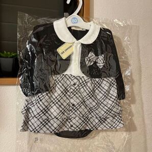 新品 80 ブラック ベビーワンピース パンツ付き