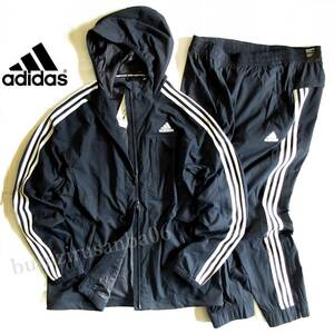  men's L unused regular price 17,600 jpy adidas Adidas stretch nylon jacket pants setup Denim look stretch u-bn