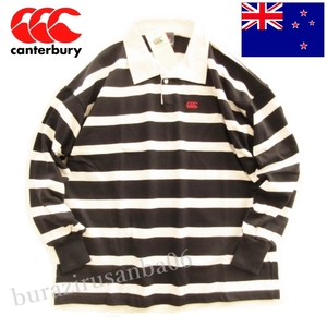 メンズ M◆未使用 定価17,380円 カンタベリー 長袖 ラガーシャツ ラグビージャージ ニュージーランド製 NZ STRIPE RUGBY JERSEY RA97001