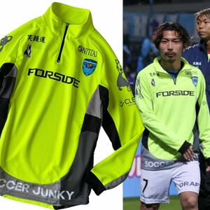 支給品■soccer junky/横浜FC/ハーフジップジャケット/ジャージ/セットアップ上/フルスポンサー/サッカージャンキー/ネオン/ブラック/L