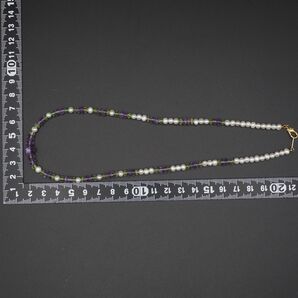 M462 アメジスト ペリドット 淡水真珠 パール ネックレス デザインカット 2月 8月誕生石の画像10