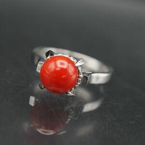 M766 赤珊瑚 サンゴ リング デザイン シルバー 指輪 3月誕生石 11号