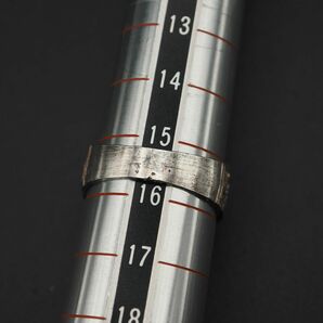 M784 ヴィンテージ STERLING刻印 リング イニシャル J ハート 透かし彫り デザイン シルバー 指輪 15~16号の画像9