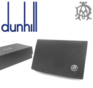 【未使用品 超美品】 ダンヒル dunhill 二つ折り名刺入れ カードケース マイクロディーエイト レザー 本革 ブラック 黒 箱付 ビジネス 小物