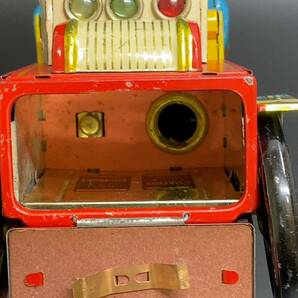 【動作品】当時物 ブリキ 玩具 消防車 頭部はソフビ クラシックカー 赤 昭和 レトロ 電池駆動 難あり ミニカーの画像9