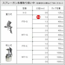 ウォーターセパレーター付 重力式 エアー スプレーガン Φ1.0mm F75-G 400cc カプラ付属/19Б_画像10