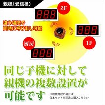 一年保証 木目調子機 商売繁盛 ワイヤレスチャイム 8席セット コードレス 大画面3桁 番号任意/13_画像4