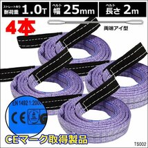 CE規格品 ナイロンベルトスリング 25mm×2m ストレート吊1T【4本セット】両端アイ型/17Б_画像1