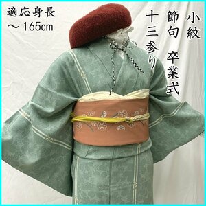 ■ジュニア着物 小紋 節句 踊り 卒業式 十三参り 桜■美品 402aj28