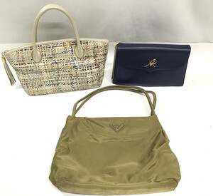 3点 PRADA プラダ ハンドバッグ トートバッグ NINA RICCI ニナリッチ KUJAKUDO 孔雀堂 レディース 婦人用 まとめてセット 角D0204-30