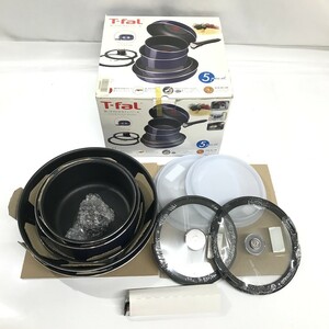 未使用 ティファール T-fal 鍋 フライパン 5点 取っ手のとれる 鍋 L52094 インジニオ サファイア グランセット 角D0203-32