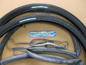  limited amount special price sinko-*L|T enduring wear 26X1*3/8. tire chi 2 ps * tube 2 ps * band 2 ps. for 1 vehicle set ( black / black )