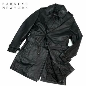 正規品 BARNEYS NEW YORK バーニーズ ニューヨーク ラムレザー ダブルブレスト トレンチコート ロング coat ライナー付き 44 ブラック