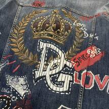 国内正規品 DOLCE&GABBANA ドルチェ＆ガッバーナ 21SS DG LOVE KING グラフティペイントデニムジャケット Gジャン 48 インディゴ メンズ_画像6