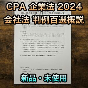 【最新】2024年 東京CPA 企業法 公認会計士　会社法判例百選　レジュメ