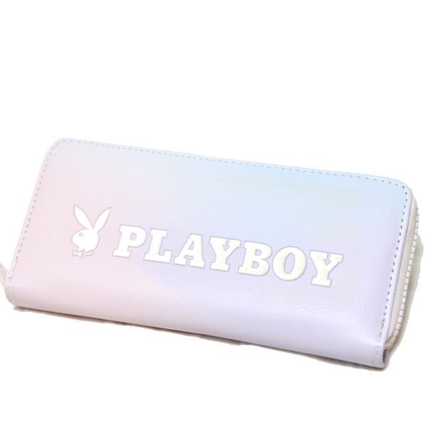 新品 PLAYBOY 長財布 ラウンドファスナー プレイボーイ ピンク 水色 かわいい 未使用 ロングウォレット レディース チャック
