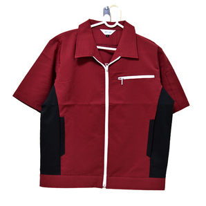 新品 PETICOOL ワークブルゾン L レッド 半袖 ジャケット オーウィッシュ 赤 未使用 作業着 メンズ レディース 男女兼用 ボルドー