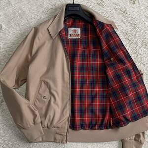 バラクータ BARACUTA G9 スイングトップ 40R Lサイズ位 ハリントンジャケット ブルゾン ジップ チェック ベージュ コットン メンズ