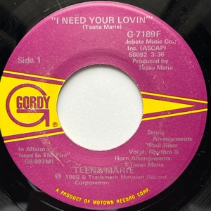 【試聴 7inch】Teena Marie / I Need Your Lovin' 7インチ 45 muro koco フリーソウル Love Bug Star-Ski & Harlem World Crew