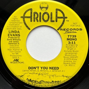 【試聴 7inch】Linda Evans / Don't You Need 7インチ 45 muro koco フリーソウル サバービア 