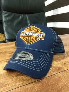 即決　新品　送料無料　ハーレーダビッドソン　CAP　キャップ　バイク　ツーリング　モーターサイクル　刺繍プリント　ネイビー