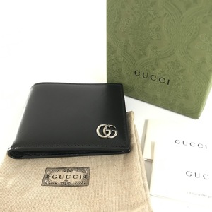 【ITGE4EXC0XGR】GUCCI グッチ 二つ折り財布 レザー マーモント GGロゴ ウォレット 黒 ブラック