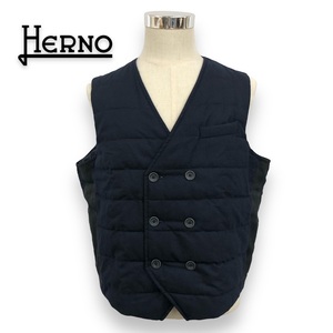 【ITXF7TBPB6OU】良品 HERNO ダウンベスト 紺 ネイビー 48